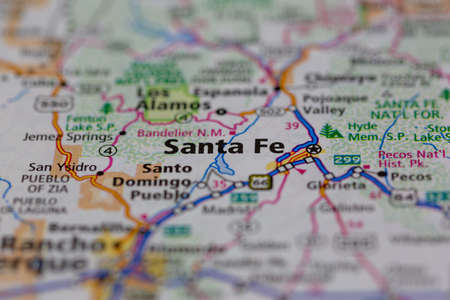 05-24-2021 Portsmouth, Hampshire, UK, Santa Fe New Mexico USA shown on a Geography map or road maのeditorial素材
