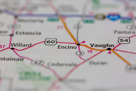 05-24-2021 Portsmouth, Hampshire, UK, Encino New Mexico USA shown on a Geography map or road maのeditorial素材