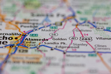 05-24-2021 Portsmouth, Hampshire, UK, Golden New Mexico USA shown on a Geography map or road maのeditorial素材