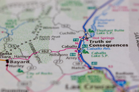 05-24-2021 Portsmouth, Hampshire, UK, Caballo New Mexico USA shown on a Geography map or road maのeditorial素材