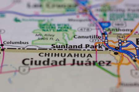 05-24-2021 Portsmouth, Hampshire, UK, Sunland Park New Mexico USA shown on a Geography map or road maのeditorial素材