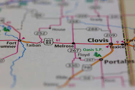 05-24-2021 Portsmouth, Hampshire, UK, Melrose New Mexico USA shown on a Geography map or road maのeditorial素材