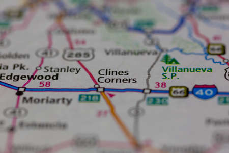 05-24-2021 Portsmouth, Hampshire, UK, Clines Corners New Mexico USA shown on a Geography map or road maのeditorial素材