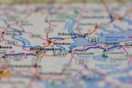 06-08-2021 Portsmouth, Hampshire, UK Windsor South Carolina USA Shown on a Road map or Geography mapのeditorial素材