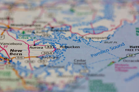 06-08-2021 Portsmouth, Hampshire, UK Holbucken South Carolina USA Shown on a Road map or Geography mapのeditorial素材