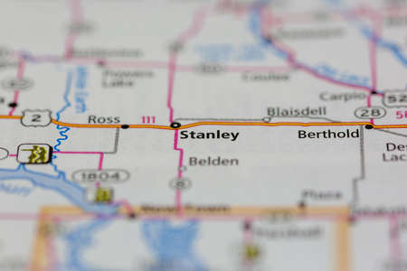 06-10-2021 Portsmouth, Hampshire, UK, Stanley North Dakota USA shown of a Road map or Geography mapのeditorial素材