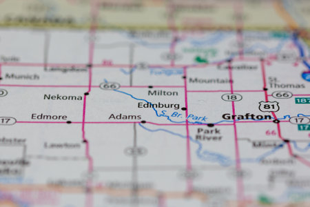 06-10-2021 Portsmouth, Hampshire, UK, Edinburg North Dakota USA shown of a Road map or Geography mapのeditorial素材