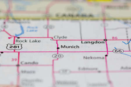 06-10-2021 Portsmouth, Hampshire, UK, Munich North Dakota USA shown of a Road map or Geography mapのeditorial素材