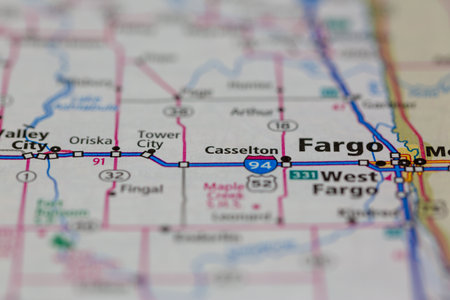 06-10-2021 Portsmouth, Hampshire, UK Casselton North Dakota USA shown of a Road map or Geography mapのeditorial素材