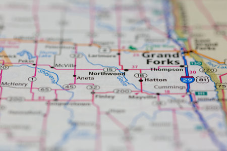 06-10-2021 Portsmouth, Hampshire, UK, Northwood North Dakota USA shown of a Road map or Geography mapのeditorial素材
