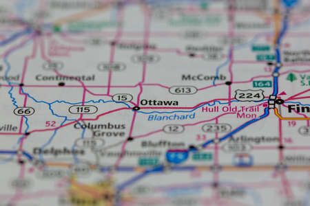 06-14-2021 Portsmouth, Hampshire, UK, Ottawa Ohio USA shown on a Geography map or Road mapのeditorial素材