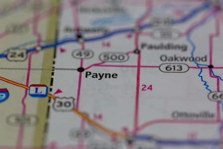 06-14-2021 Portsmouth, Hampshire, UK, Payne Ohio USA shown on a Geography map or Road mapのeditorial素材