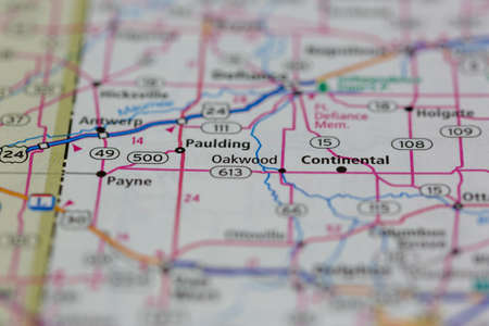 06-14-2021 Portsmouth, Hampshire, UK, Oakwood Ohio USA shown on a Geography map or Road mapのeditorial素材