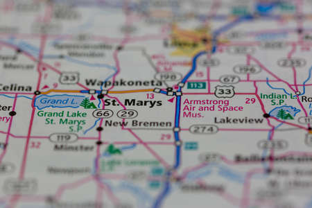 06-14-2021 Portsmouth, Hampshire, UK, St Marys Ohio USA shown on a Geography map or Road mapのeditorial素材