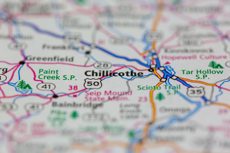 06-14-2021 Portsmouth, Hampshire, UK, Chillicothe Ohio USA shown on a Geography map or Road mapのeditorial素材