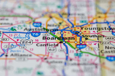 06-14-2021 Portsmouth, Hampshire, UK, Boardman Ohio USA shown on a Geography map or Road mapのeditorial素材