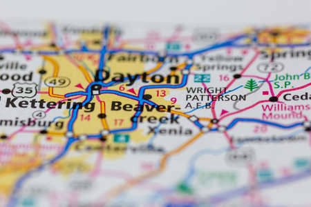 06-14-2021 Portsmouth, Hampshire, UK, Beaver Creek Ohio USA shown on a Geography map or Road mapのeditorial素材