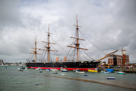 07-07-2021 Portsmouth, Hampshire, UK HMS Warrior Birthed at Portsmouth Harbourのeditorial素材
