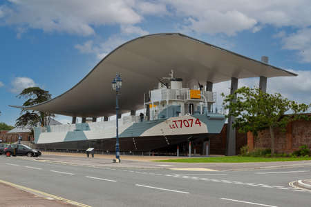07-07-2021 Portsmouth, Hampshire, UK The LCT 7074 at the D-Day story museaum in Portsmouth, The last surviving tank landing assault shipのeditorial素材
