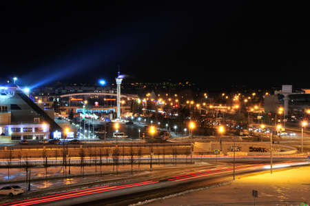 Kazan, Tatarstan, Russia - December 19, 2017. Moskovskaya street. Palace of Sports. View of the Millennium Square (Former Fair Square).のeditorial素材