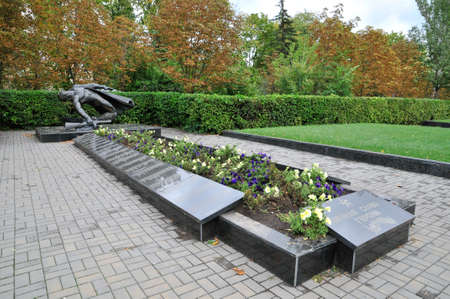 Bila Tserkva / Ukraine - September 25, 2018. Park of Glory. The graves of Soviet soldiers and warriors of the Czechoslovak Brigade of General Svoboda who died in battles for the city in January 1944.のeditorial素材