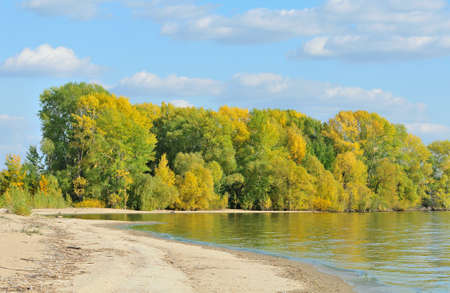 Autumn landscape. Sand Spit of the Volga River. Kazan, Russia.の写真素材