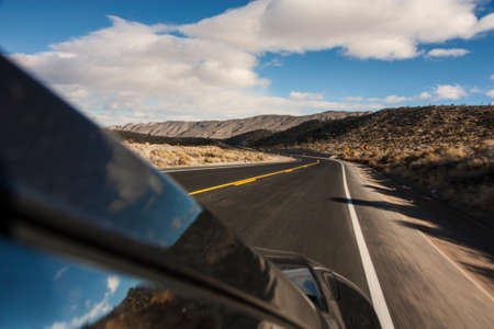 driving along US157 Mount Charleston to Las Vegasの写真素材