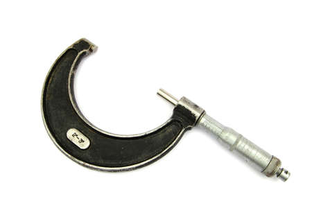 Vintage imperial measurement micrometer, two inch to three inch, on white backgroundの写真素材