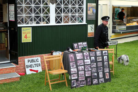 Beaulieu, Hampshire, UK - May 29 2017: Display showing ARP (Air Raid Patrol) uniforms and other...