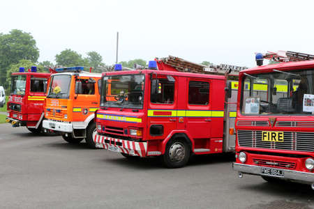 Beaulieu, Hampshire, UK - May 29 2017: Vintage Dennis, Mercury and Renault Fire Engines at the 2017...