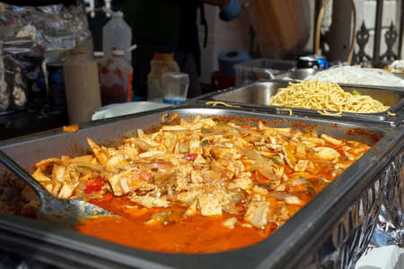 Paella for sale at a street food marketの写真素材