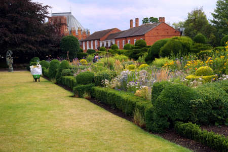 Stratford-upon-Avon, UK - July 21 2017: The garden at "Shakespeareâs New Place", commemorating the site of the house where Shakespeare died.のeditorial素材