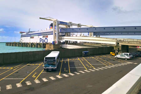 Dover, England - August 18 2017: A P&O Cross Channel ferry docked at dock number 8 ready to departのeditorial素材