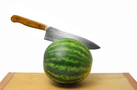 Knife in Seedless Watermelonの写真素材
