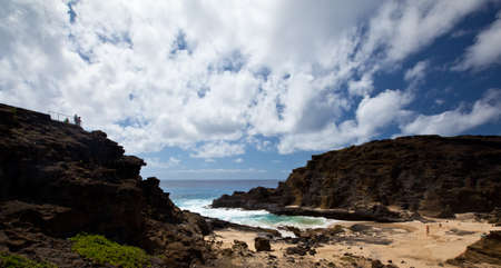 Eternity Beach with waves, and sunburst の写真素材