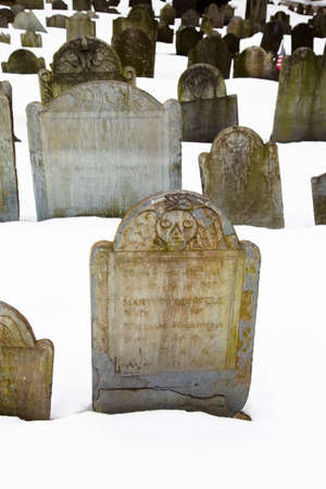 The headstones Granary Burying Ground in Boston mark the final resting place of many of America's founding fathers. Boston, Massachusettsのeditorial素材