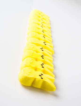 Yellow Easter candy on a white Background.