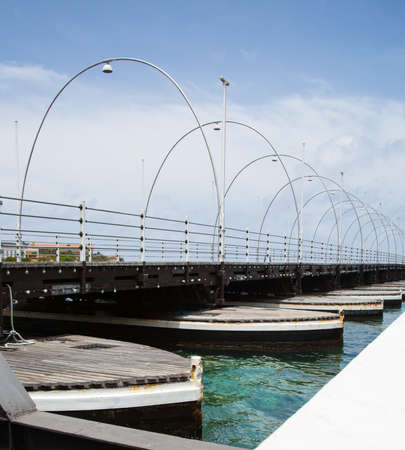 The Pedestrian pontoon bridge in Willemstad, Curacao.の写真素材