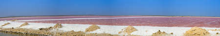 The seas salt mining operation on the caribbean island of Bonaire. The chemical reaction in the...