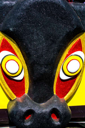 Barranquilla, Colombia - March 1, 2014 - Colorful floats full of singers, dancers, and models make their way down the street during the Battalla de Flores. The pinnacle parade of the Carnival de Barranquilla.のeditorial素材