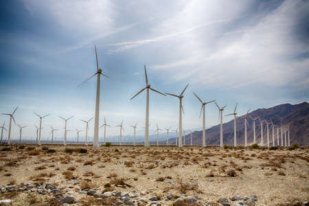 Wind turbines outside Palm Spring, CA. Simple of clean energy.の写真素材