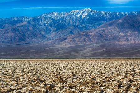 View of Death Valley and the surrounding mountains from Devil's Golf Course. Death Valley National Park, California, USA.の写真素材