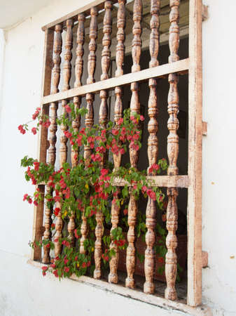 Colonial homes in the old city of Cartagena, Colombia.の写真素材