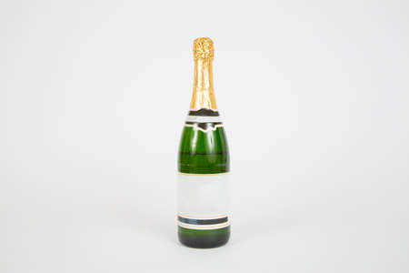 A champagne bottle on a white background.の写真素材