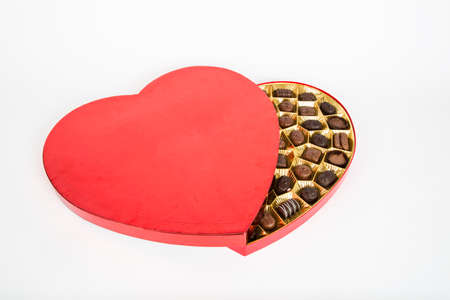A heart shaped box of Valentine's chocolates.の写真素材