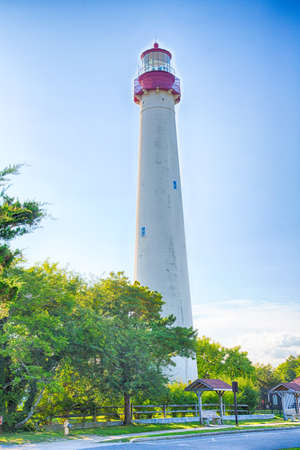September 6, 2014: Cape May New Jersey, The Cape May lighthouse in the evening light.のeditorial素材