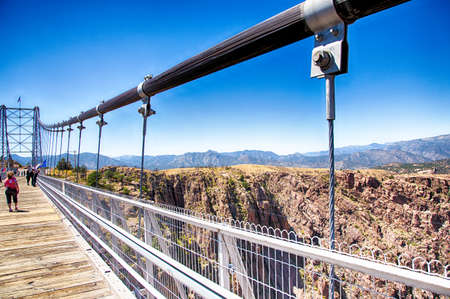 September 9, 2017: Royal Gorge, Colorado, tourists cross the royal gorge bridge in Colorado.の写真素材