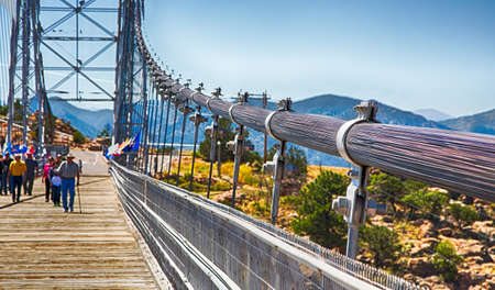 September 9, 2017: Royal Gorge, Colorado, tourists cross the royal gorge bridge in Colorado.のeditorial素材