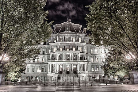 September 12, 2017, Washington, DC, USA: The Eisenhower Office building lit up at night takes on a spooky tone.のeditorial素材