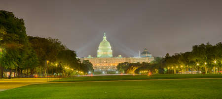 September 12, 2017, Washington, DC, USA: The United States Capital at night during the Trump Administration.のeditorial素材